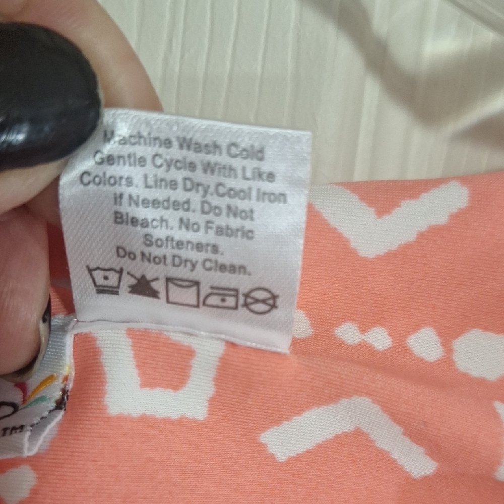 All For Color Peach and White Patterned Mini Dress - L - Picture 3 of 8